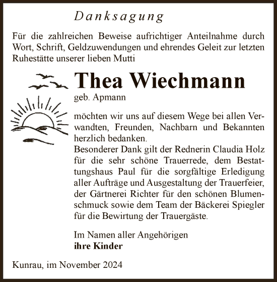 Traueranzeige von Thea Wiechmann von UEL