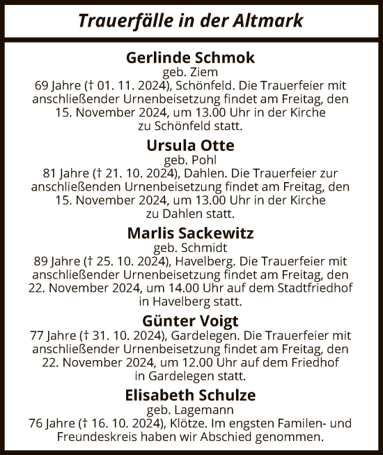 Traueranzeige von Trauerfälle  von UEL
