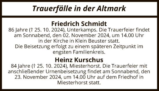 Traueranzeige von Trauerfälle  von UEL
