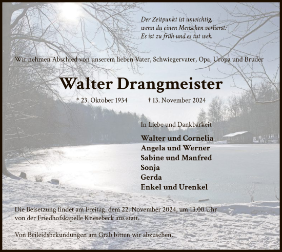 Traueranzeige von Walter Drangmeister von UEL