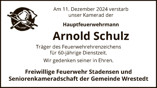 Traueranzeige von Arnold Schulz von UEL