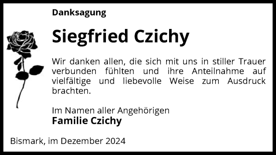 Traueranzeige von Siegfried Czichy von UEL