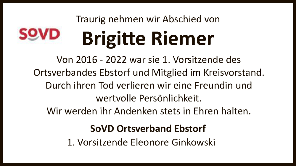  Traueranzeige für Brigitte Riemer vom 24.02.2024 aus UEL