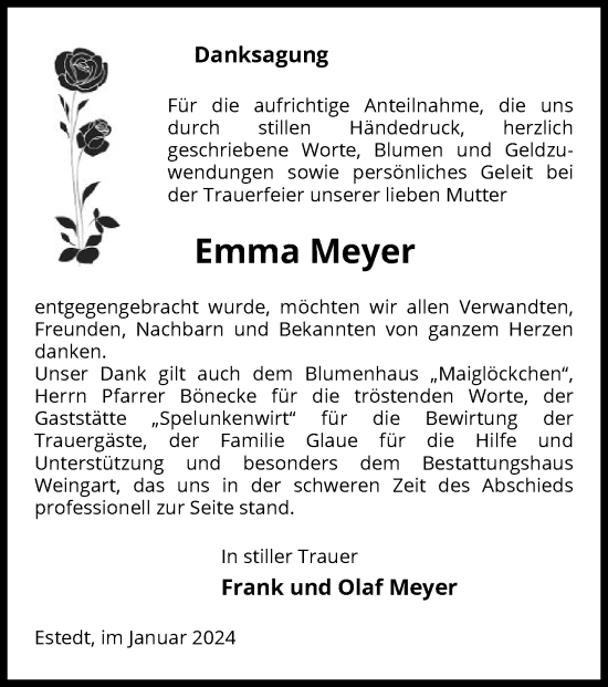 Traueranzeige von Emma Meyer von UEL