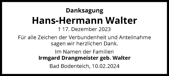 Traueranzeige von Hans-Hermann Walter von UEL