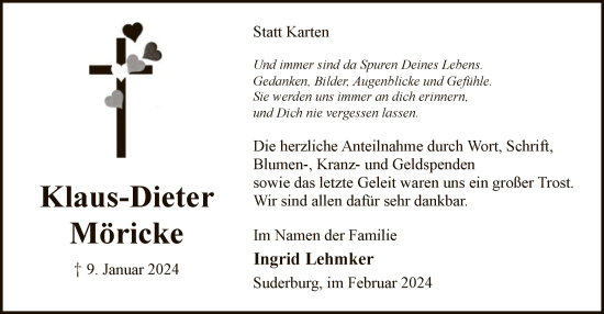 Traueranzeige von Klaus-Dieter Möricke von UEL