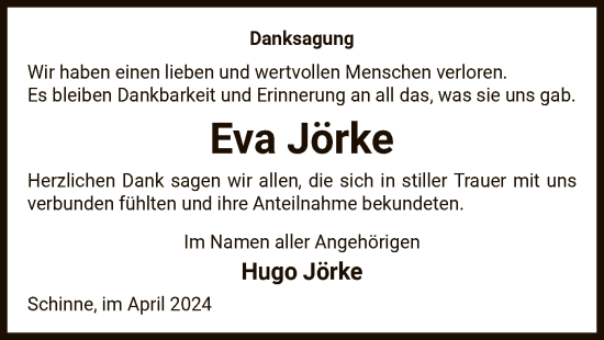 Traueranzeige von Eva Jörke von UEL