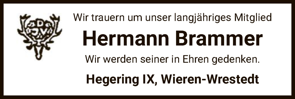  Traueranzeige für Hermann Brammer vom 06.04.2024 aus UEL