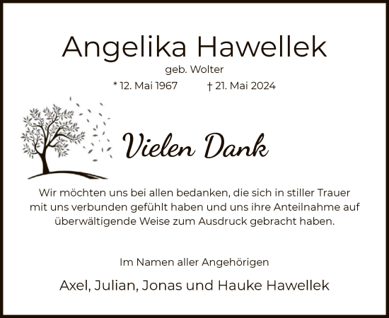 Traueranzeige von Angelika Hawellek von UEL