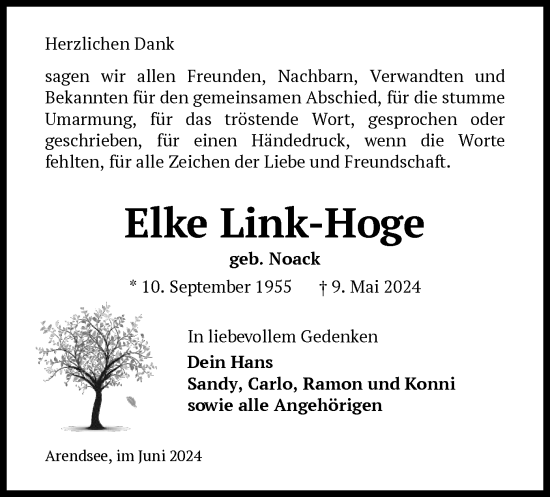 Traueranzeige von Elke Link-Holte von UEL