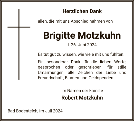 Traueranzeige von Brigitte Motzkuhn von UEL