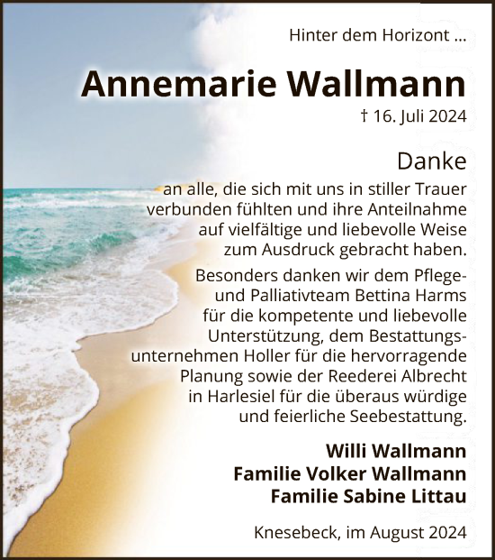 Traueranzeige von Annemarie Wallmann von UEL