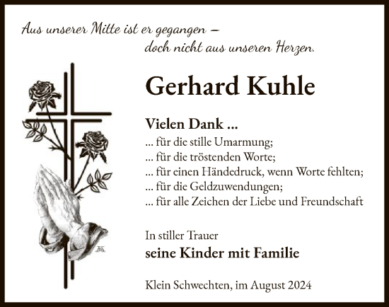 Traueranzeige von Gerhard Kuhle von UEL