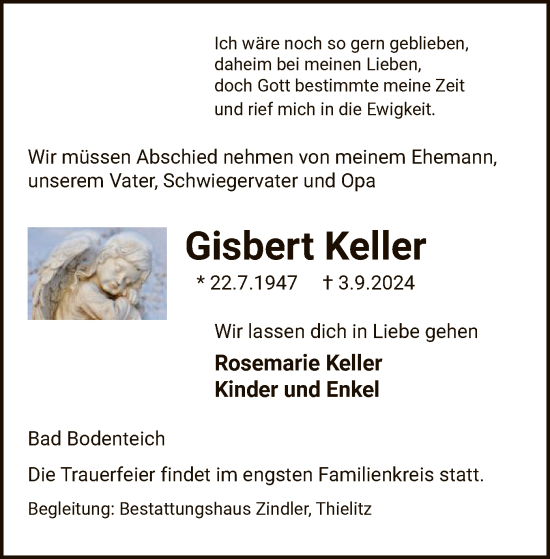 Traueranzeige von Gisbert Keller von UEL