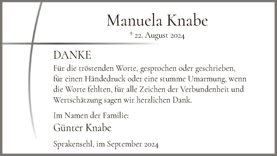 Traueranzeige von Manuela Knabe von UEL