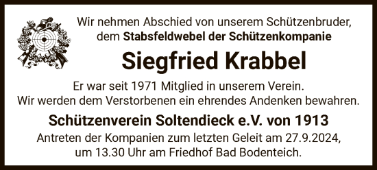 Traueranzeige von Siegfried Krabbel von UEL