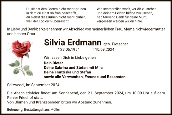 Traueranzeige von Silvia Erdmann von UEL