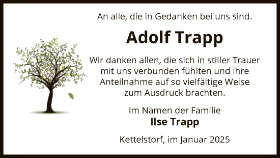 Traueranzeige von Adolf Trapp von UEL