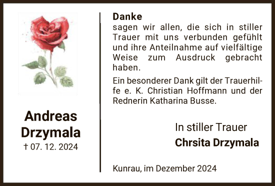 Traueranzeige von Andreas Drzymala von UEL