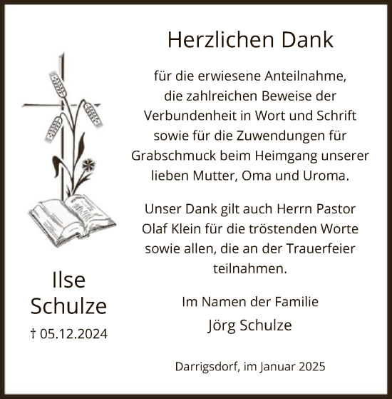 Traueranzeige von Ilse Schulze von UEL
