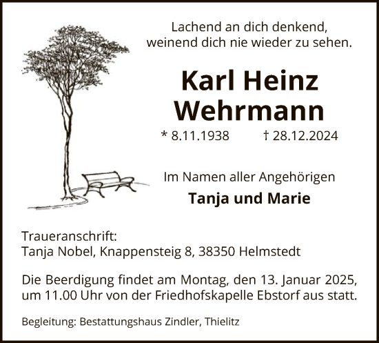 Traueranzeige von Karl Heinz Wehrmann von UEL
