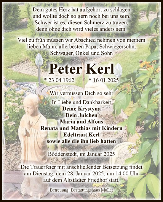 Traueranzeige von Peter Kerl von UEL