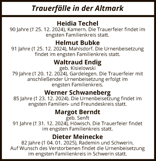 Traueranzeige von Trauerfälle  von UEL