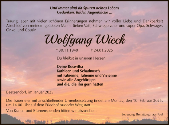 Traueranzeige von Wolfgang Wieck von UEL