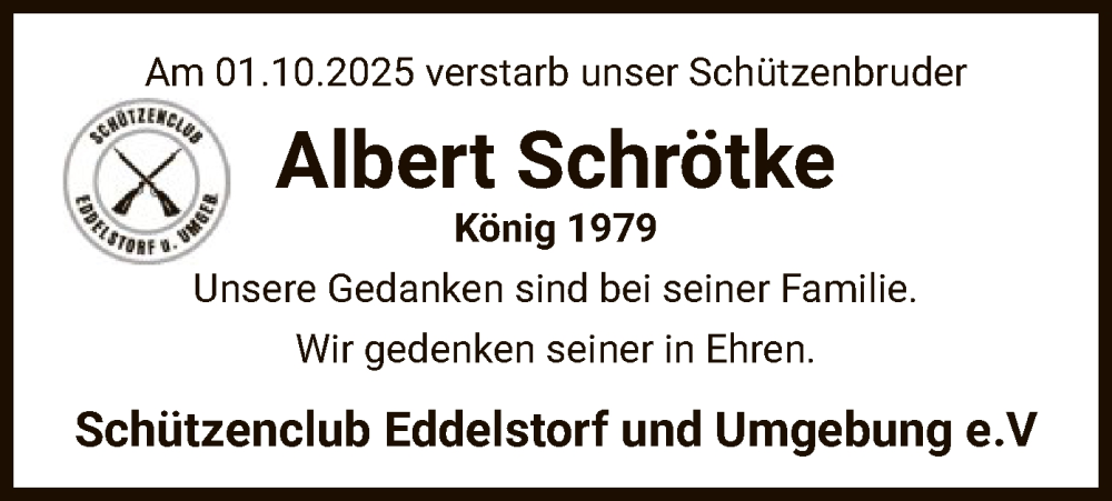  Traueranzeige für Albert Schrötke vom 11.10.2025 aus AZ