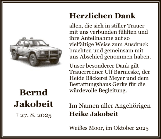 Traueranzeige von Bernd Jakobeit von IK