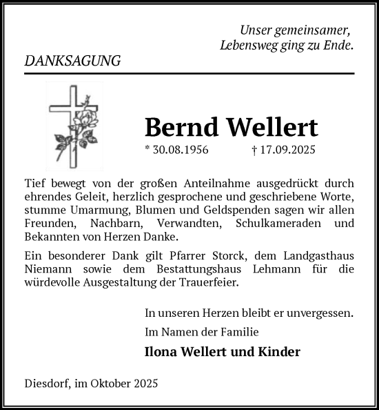Traueranzeige von Bernd Wellert von AMZ