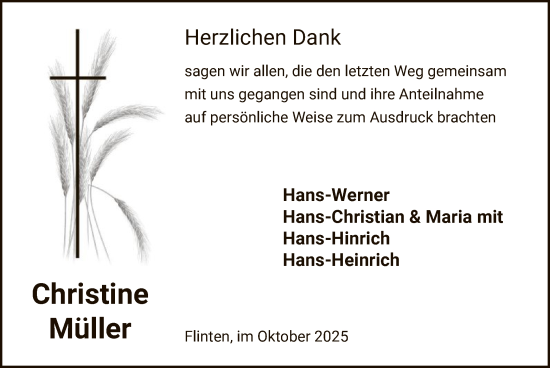 Traueranzeige von Christine Müller von AZ