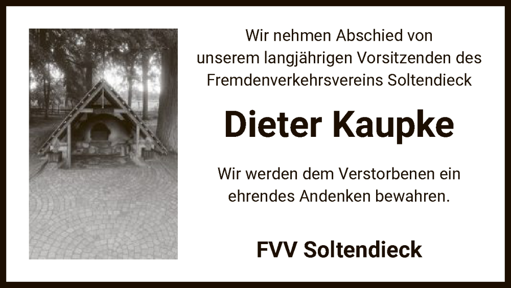  Traueranzeige für Dieter Kaupke vom 11.10.2025 aus AZ