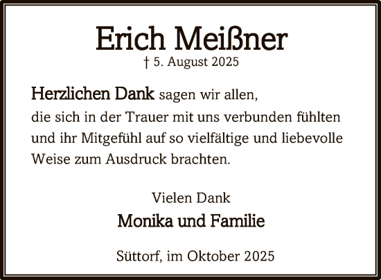 Traueranzeige von Erich Meißner von AZ