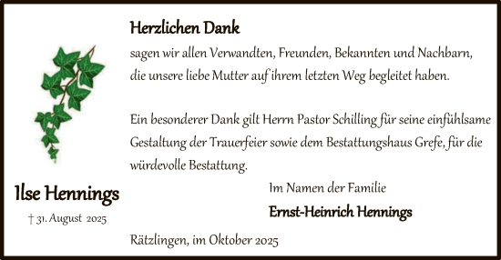 Traueranzeige von Ernst-Heinrich Hennings von AZ
