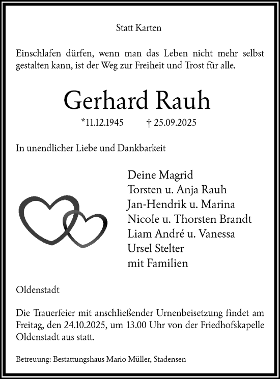 Traueranzeige von Gerhard Rauh von AZ