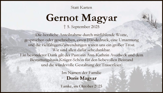 Traueranzeige von Gernot Magyar von AZ
