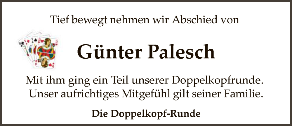  Traueranzeige für Günter Palesch vom 18.10.2025 aus AZ