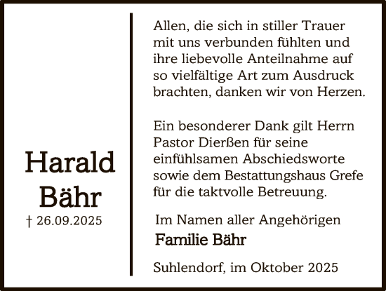 Traueranzeige von Harald Bähr von AZ