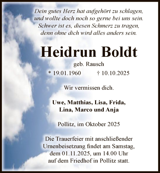 Traueranzeige von Heidrun Boldt von AMZ