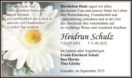 Traueranzeige von Heidrun Schulz von AMZ