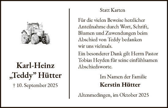 Traueranzeige von Karl-Heinz Hütter von AZ