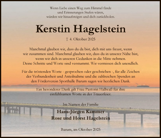Traueranzeige von Kerstin Hagelstein von AZ