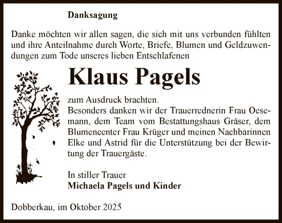 Traueranzeige von Klaus Pagels von AMZ