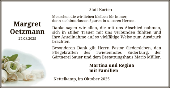 Traueranzeige von Margret Oetzmann von AZ