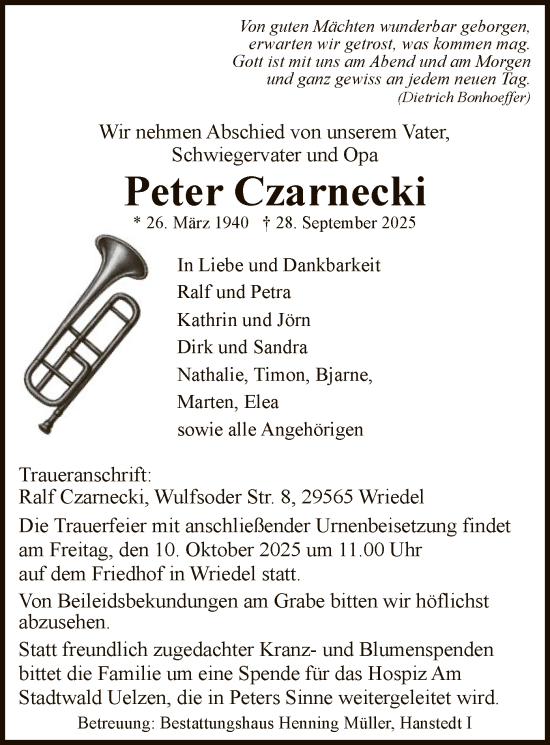 Traueranzeige von Peter Czarnecki von AZ