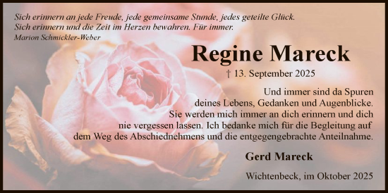 Traueranzeige von Regine Mareck von AZ