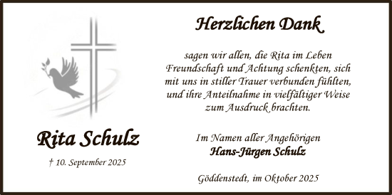 Traueranzeige von Rita Schulz von AZ