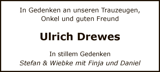 Traueranzeige von Ulrich Drewes von AZ