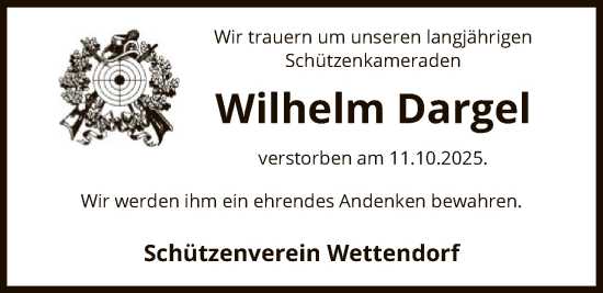 Traueranzeige von Wilhelm Dargel von IK